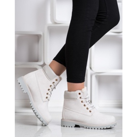 SHELOVET Teplé turistické boty s eko kůží šedá 2