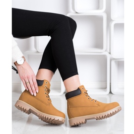 SHELOVET Teplé turistické boty s eko kůží hnědý 2