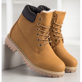 SHELOVET Teplé turistické boty s eko kůží hnědý 1