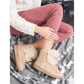 Queentina Teplé Mukluki s ozdobou béžový 1