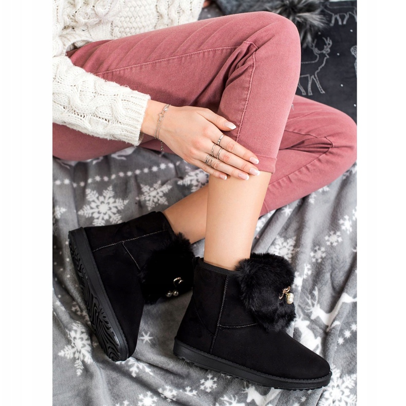 Queentina Teplé Mukluki s ozdobou černý 1