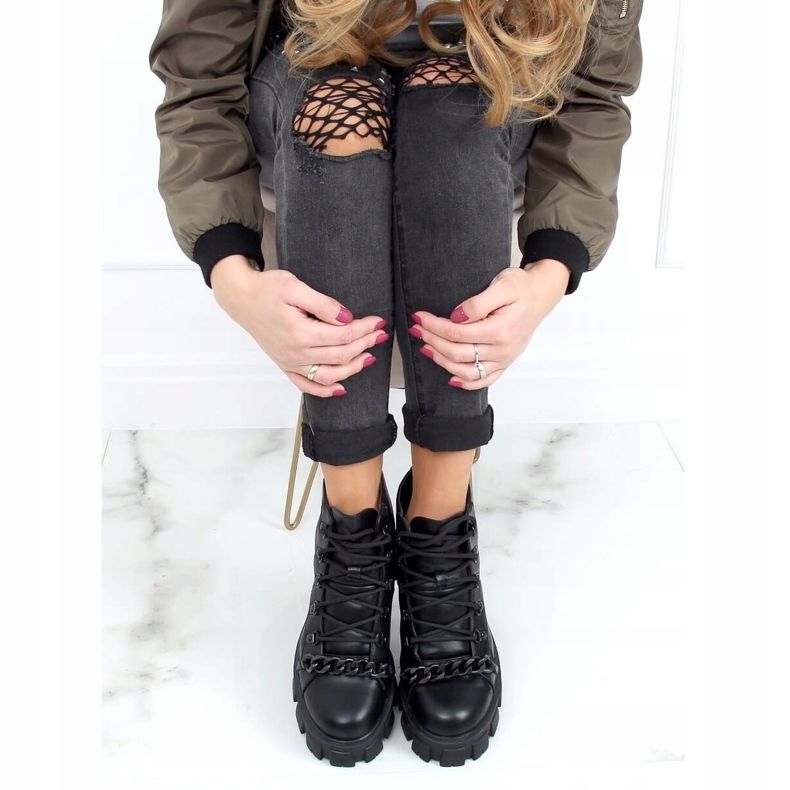 Černé boty na vysoké podrážce NC1106 Black černá 2 Černé boty na vysoké podrážce NC1106 Black černá 2