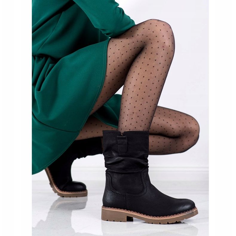 Super Mode Boty s volánky svršku černá 1