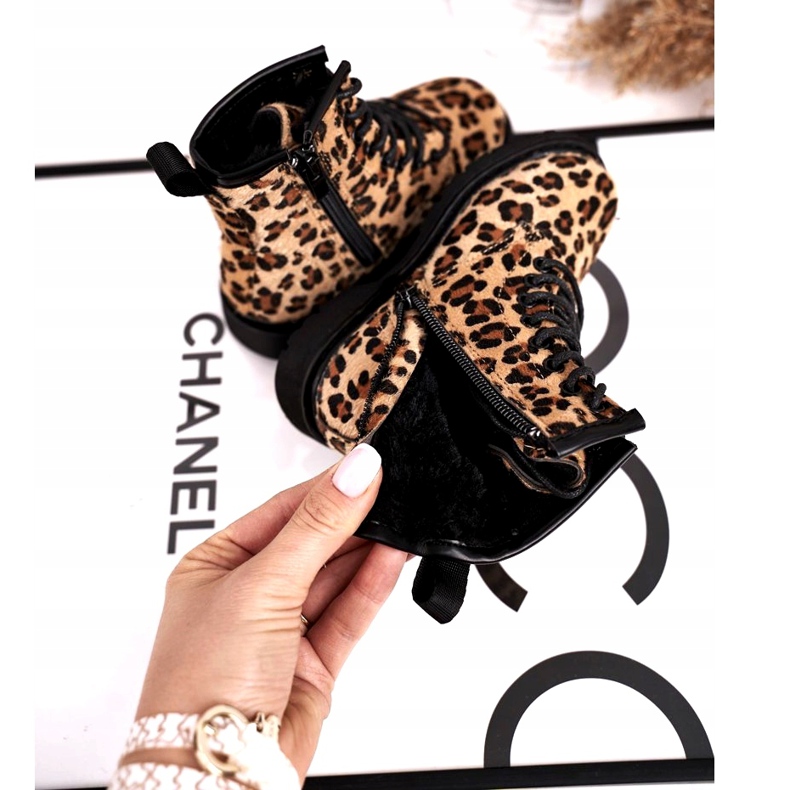 FRROCK Dětské kozačky s leopardím vzorem Dafne béžový hnědý černý 3