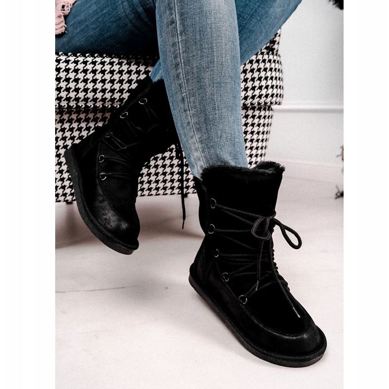 HAN Dámské sněhule s kožešinou černé Ilany černá 2 HAN Dámské sněhule s kožešinou černé Ilany černá 2