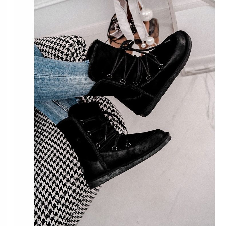 HAN Dámské sněhule s kožešinou černé Ilany černá 3