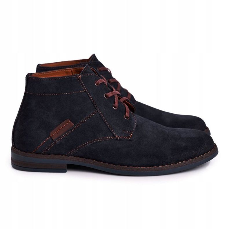 Pánské kožené boty Bednarek Navy blue hnědý námořnická modř 1
