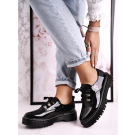 S.Barski Dámské boty Oxfords na platformě S. Barski HX15 lakované černou barvou černá 2