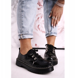 S.Barski Dámské boty Oxfords na platformě S. Barski HX15 lakované černou barvou černá 1