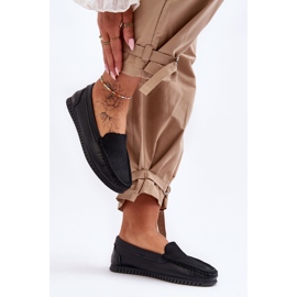 Dámské klasické kožené mokasíny S.Barski LR97630 černé černá 1