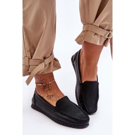 Dámské klasické kožené mokasíny S.Barski LR97630 černé černá 2