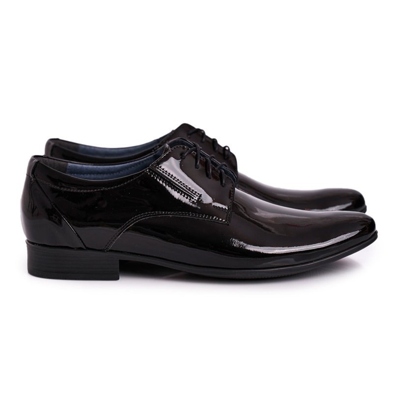 Bednarek Polish Shoes Pánské černé lakované kožené pantofle Bednarek černý 1