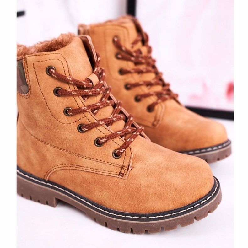 Apawwa Trapery na dětské boty zahřáté s kožešinou Camel London béžový hnědý 2