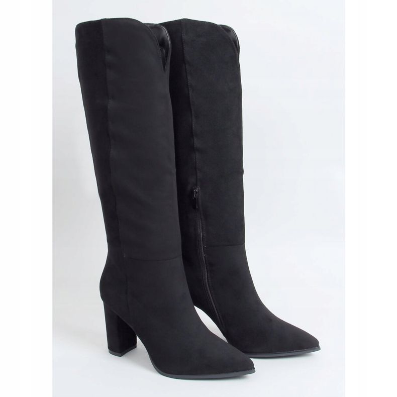 Klasické kozačky s vykrojeným černým RB89P Black černá 1
