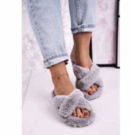 FJ1 Dámské kožešinové pantofle šedé Cozy Time šedá 2