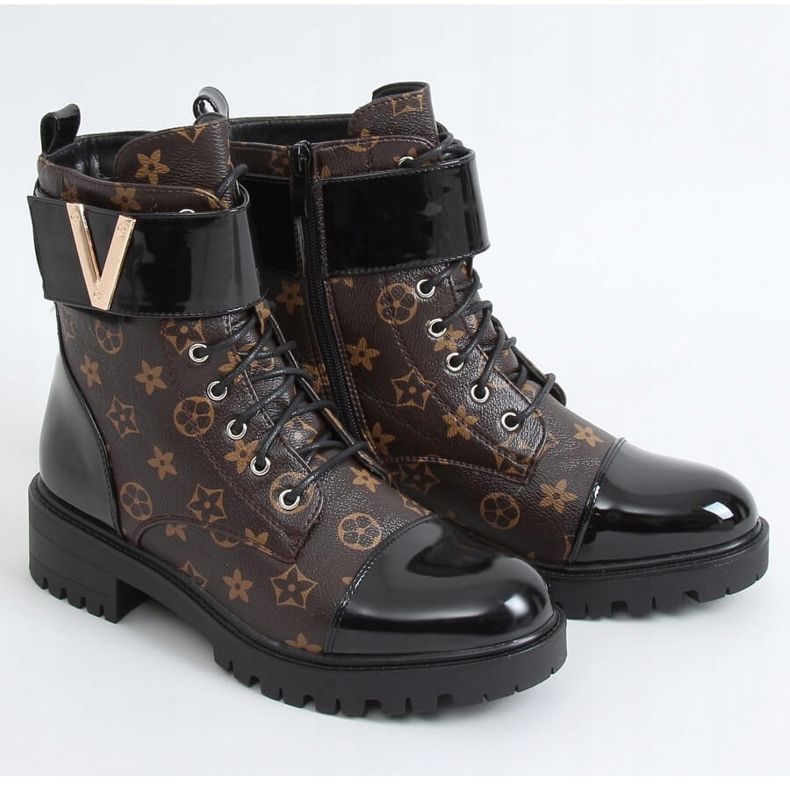 Dámské šněrovací boty NC1073 Black hnědý černý 1