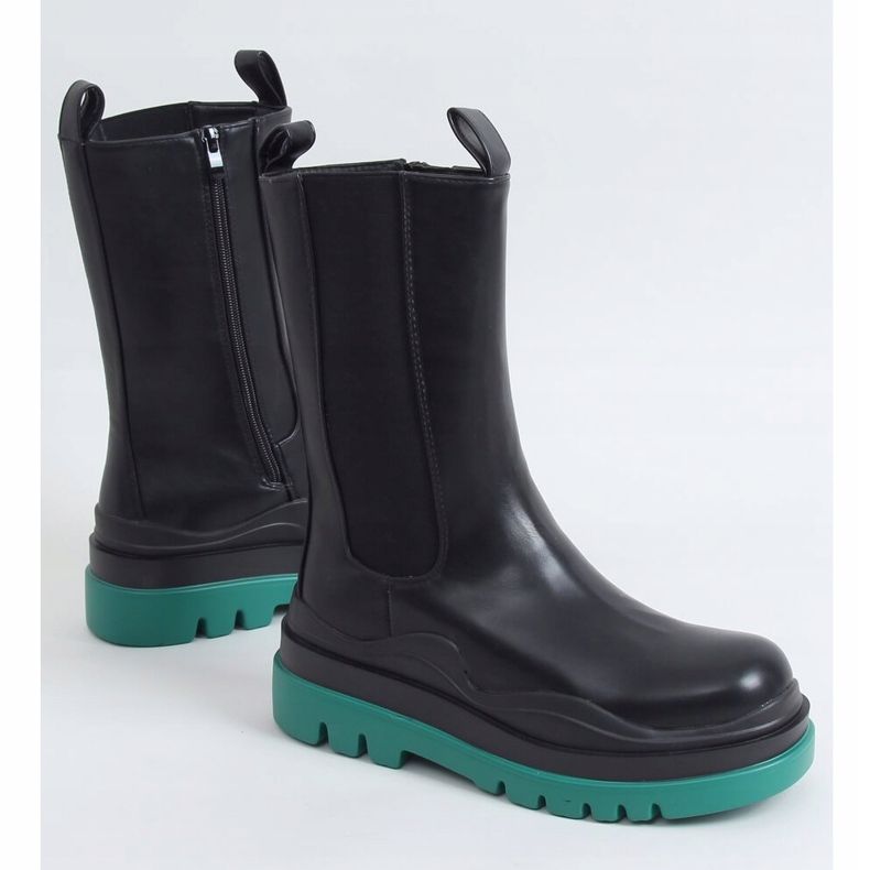 Černé moto boty YK05 ČERNÉ / ZELENÉ černá 1