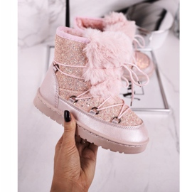 FRROCK Dětské sněhule s kožešinou Růžová myš Minnie růžový stříbrný 2 FRROCK Dětské sněhule s kožešinou Růžová myš Minnie růžový stříbrný 2