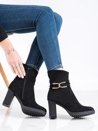 SHELOVET Boty se zlatou dekorací černý 2