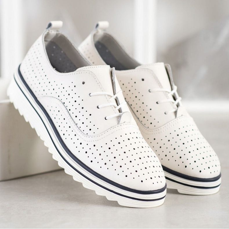 Goodin Prolamovaná kožená obuv bílý 2