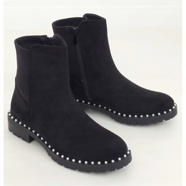 Černé Chelsea boty s perlami RQ336 Black černý 1