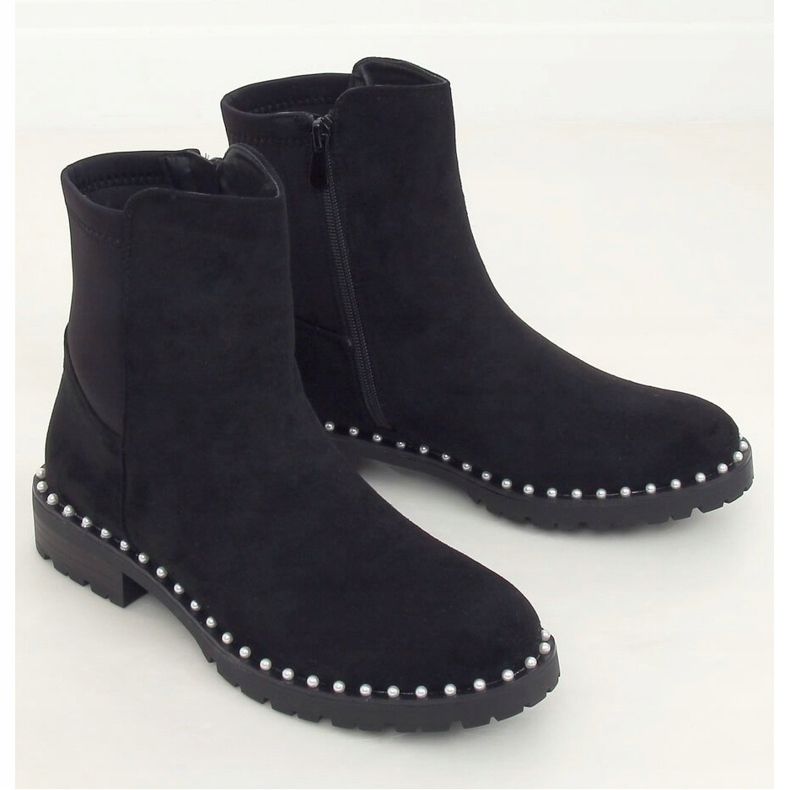 Černé Chelsea boty s perlami RQ336 Black černý 1