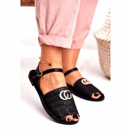 Černé dámské ploché sandály Lu Boo pletená Felicia černá 1