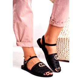 Černé dámské ploché sandály Lu Boo pletená Felicia černá 2