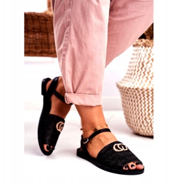 Černé dámské ploché sandály Lu Boo pletená Felicia černá 3