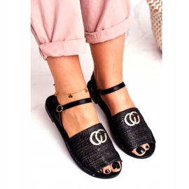 Černé dámské ploché sandály Lu Boo pletená Felicia černá 4