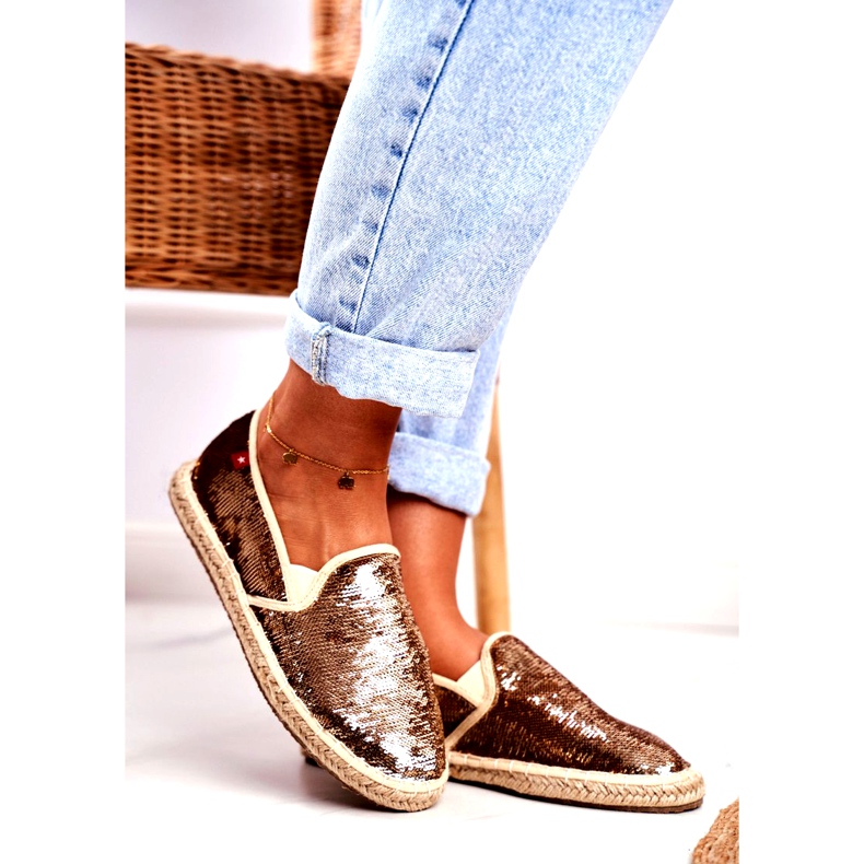 Dámské espadrilky Big Star Iridescent Flitry zlaté DD274A161 měď zlatý 1