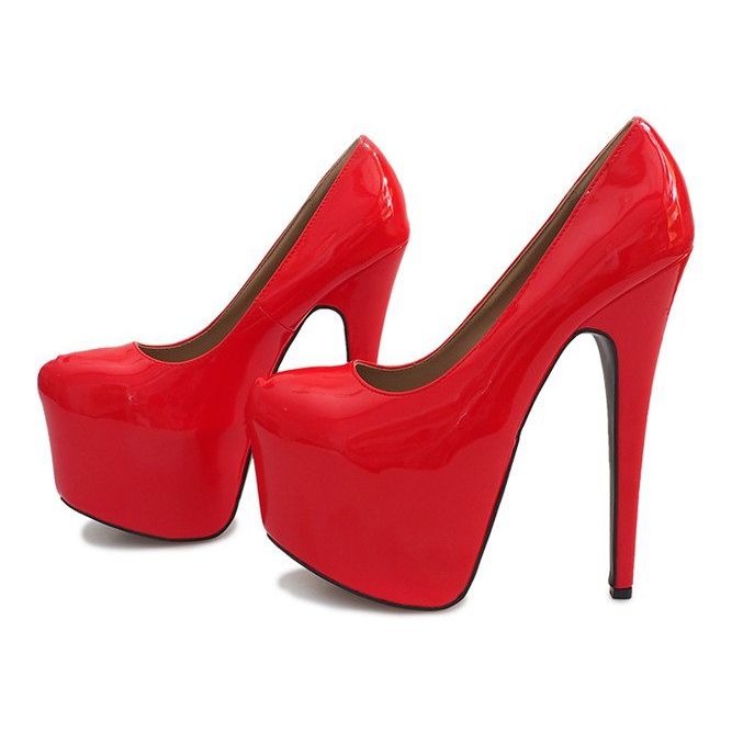 Vysoké lakované kolíky na červené platformě D905 2