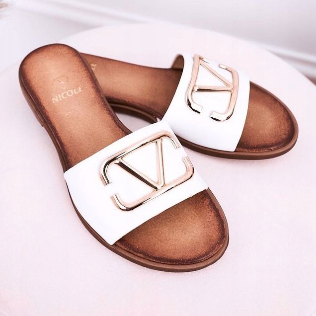 Nicole Dámské klasické kožené pantofle bílé Evie bílý 2