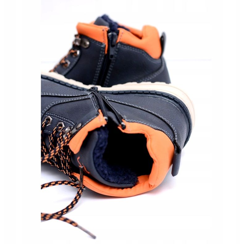 Vico Navy Dětské chlapecké teplé boty s fleece Billy námořnická modř pomerančový 3