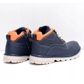 Vico Navy Dětské chlapecké teplé boty s fleece Billy námořnická modř pomerančový 2