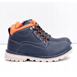 Vico Navy Dětské chlapecké teplé boty s fleece Billy námořnická modř pomerančový 1