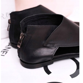 Nicole Dámské ploché kožené sandály černé Natalie černá 1