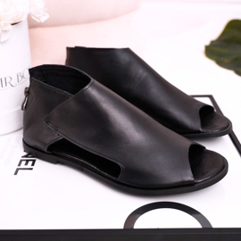 Nicole Dámské ploché kožené sandály černé Natalie černá 2