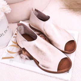 Nicole Dámské ploché kožené sandály bílé Natalie bílý zlatý 1