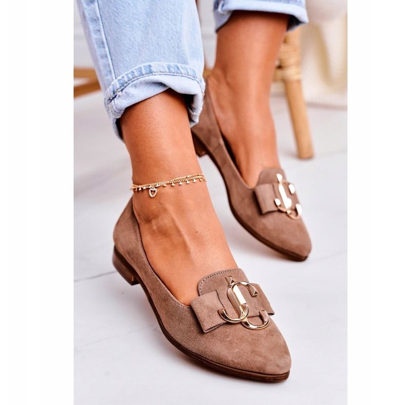 Nicole Dámské semišové mokasíny balerínky světle hnědé Mary-Jane hnědý 1