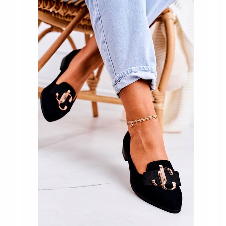 Nicole Dámské semišové mokasíny černé balerínky Mary-Jane černá 1
