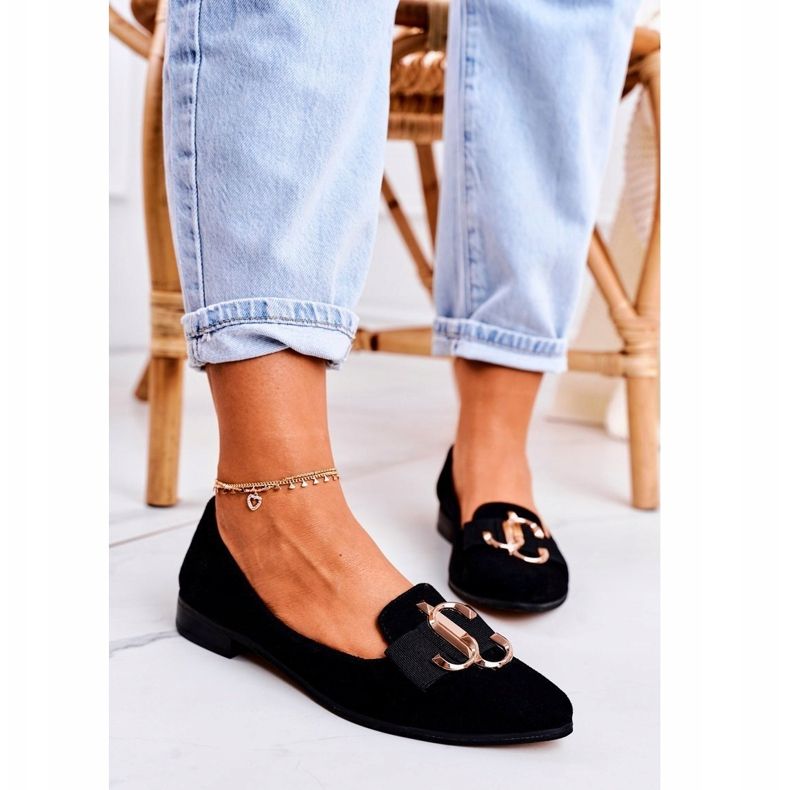 Nicole Dámské semišové mokasíny černé balerínky Mary-Jane černá 2