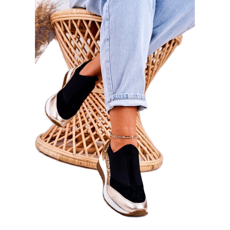 Nicole Dámské kožené klínové tenisky černé zlaté Frances černá 1