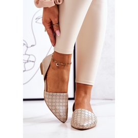 Elegantní kožené balerínky Laura Messi 1110 zlatý benzín vícebarevný 2