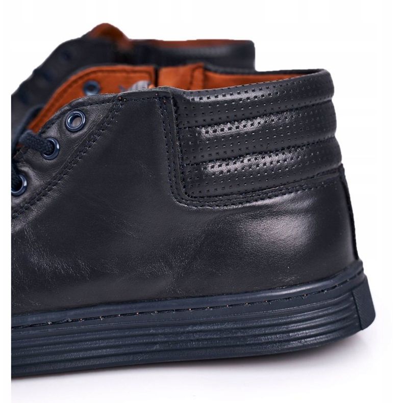 Bednarek Polish Shoes Pánské kožené boty Tenisky Bednarek Navy Blue námořnická modrá 1