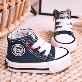Dětské vysoké tenisky se zipem Big Star HH374189 Navy Blue modrý modrý 1