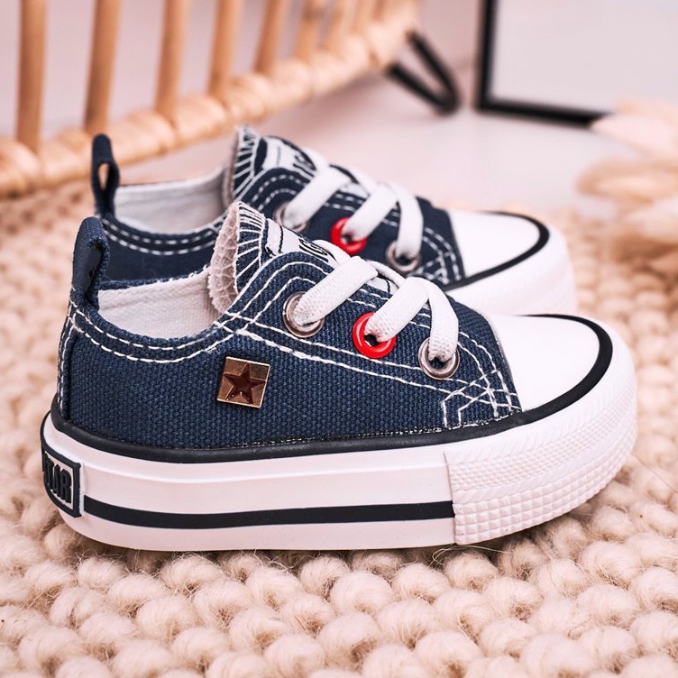 Dětské klasické nízké tenisky Big Star HH374195 Navy Blue modrý 2 Dětské klasické nízké tenisky Big Star HH374195 Navy Blue modrý 2