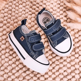 Dětské nízké tenisky se suchým zipem Big Star HH374201 Navy Blue modrý 2 Dětské nízké tenisky se suchým zipem Big Star HH374201 Navy Blue modrý 2