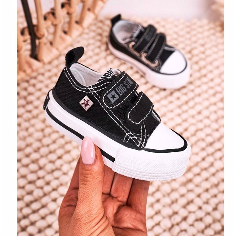 Dětské nízké tenisky se suchým zipem Big Star HH374096 černé černá 2