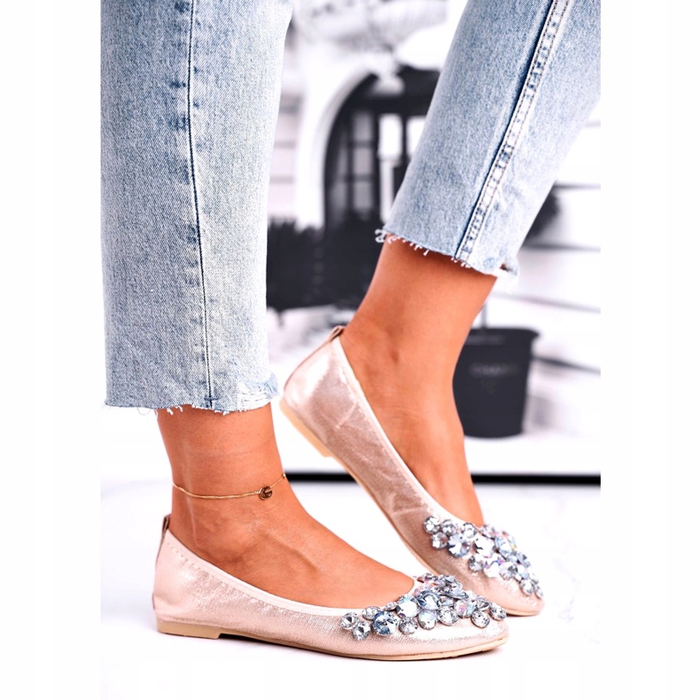 SEA Dámské balerínky se zlatými křišťálovými kameny 4